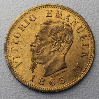Goldmünze "10 Lire/Vittorio Emanuele II." (Ital.) 
