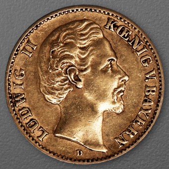 Goldmünze 10 Mark "Ludwig II." 1874-D J.196 (Bayern)