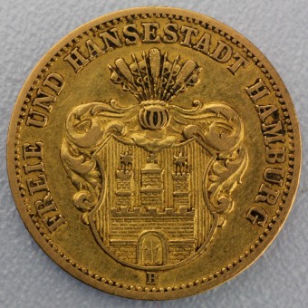 Goldmünze 10 Mark "Stadtwappen Hamburg" 1873-B J.206 (Hamburg)