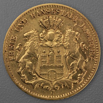 Goldmünze 10 Mark "Stadtwappen Hamburg" 1876-J J.209 (Hamburg)