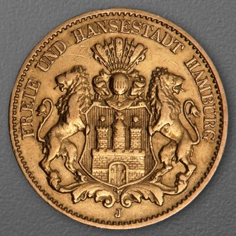 Goldmünze 10 Mark "Stadtwappen Hamburg" 1879-J J.209 (Hamburg)