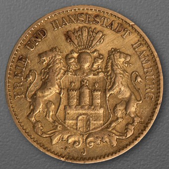 Goldmünze 10 Mark "Stadtwappen Hamburg" 1888-J J.209 (Hamburg)