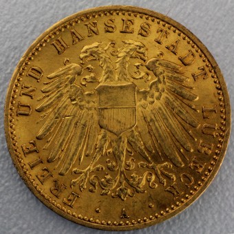 Goldmünze 10 Mark "Stadtwappen Lübeck" 1906-A J.228 (Lübeck)