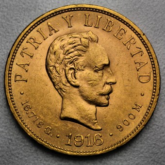 Goldmünze 10 Pesos "José Marti" 1915-1916 (Kuba)