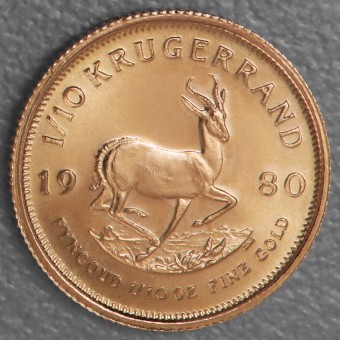 Goldmünze 1/10oz "Krügerrand" 1980 (Südafrika)