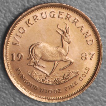 Goldmünze 1/10oz "Krügerrand" 1987 (Südafrika)
