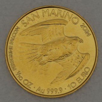 Goldmünze 1/10oz "Wanderfalke" 2024 Peregrine Falcon (San Marino)