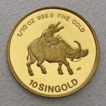 Goldmünze 1/10oz "Year of the Ox" 1985 Lunar Serie (Singapur)