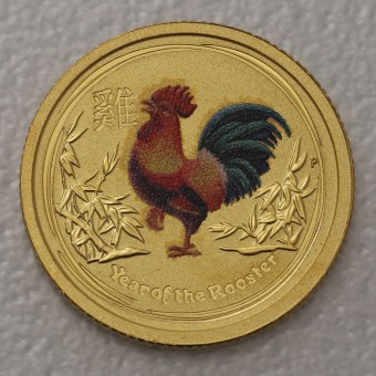 Goldmünze 1/20oz "Hahn" 2017 koloriert Lunar II – Year of the Rooster (Australien)