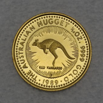 Goldmünze 1/20oz "Känguru 1989" (PP) Nugget-Schriftzug/Polierte Platte