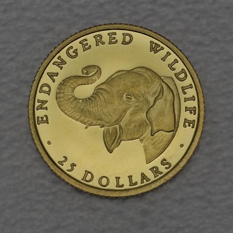 Goldmünze 1/25oz "Elefant" 1990 Endangered Wildlife (Cook Islands)