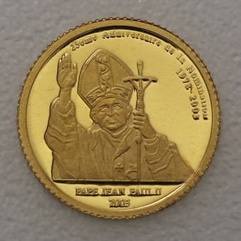 Goldmünze 1/25oz "Papst Johannes Paul II." 2003 25. Jahrestag der Ernennung (Kongo)