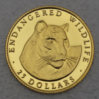 Goldmünze 1/25oz "Tiger" 1990 Endangered Wildlife (Cook Islands)