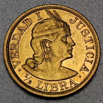 Goldmünze 1/2 Libra "Inka/Indianerkopf" (Peru)