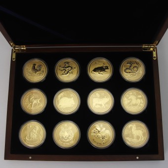 Goldmünze 12 x 1oz "Gold Lunar Set" 2008-2019 Lunar II – Komplettset (Australien)