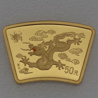 Goldmünze 1/2oz "Drache" 2000 Lunar - Fächerform (China)