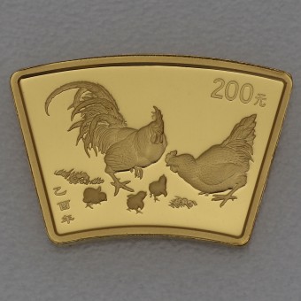 Goldmünze 1/2oz "Hahn" 2005 Lunar - Fächerform (China)