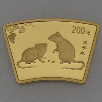 Goldmünze 1/2oz "Ratte" 2008 Lunar - Fächerform (China)