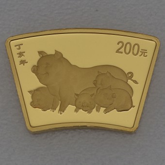Goldmünze 1/2oz "Schwein" 2007 Lunar - Fächerform (China)