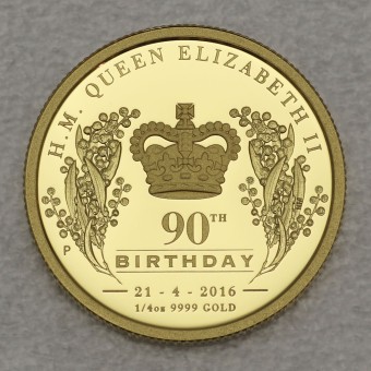 Goldmünze 1/4oz "Queen Elizabeth II." 2016 (PP) 90th Birthday (Australien)