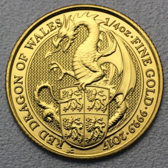 Goldmünze 1/4oz "Red Dragon of Wales 2017" The Queens Beasts