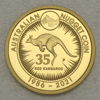Goldmünze 1/4oz "Känguru/Nugget 2021 PP" (Austr.) 35th Anniversary Gold Proof Coin
