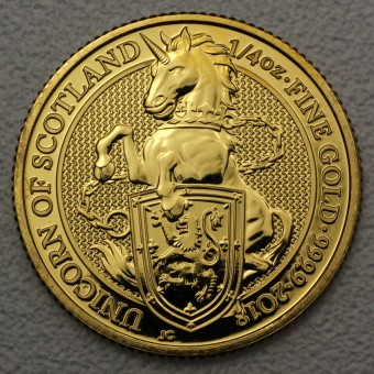 Goldmünze 1/4oz "Unicorn of Scotland 2018" The Queens Beasts