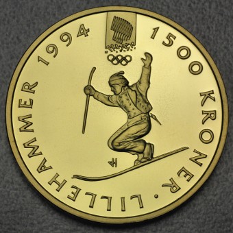 Goldmünze "1500 Kroner-1993 Telemark" (Norwegen) 