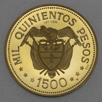 Goldmünze "1500 Pesos" 1968 (Kolumbien)