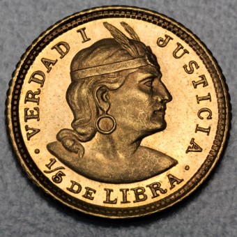 Goldmünze "1/5 Libra - Inka/Indianerkopf" (Peru) 