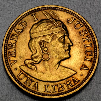 Goldmünze 1 Libra "Inka/Indianerkopf" Wahrheit & Gerechtigkeit (Peru)