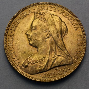 Goldmünze "1 Sovereign Victoria mit Schleier" 