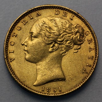Goldmünze "1 Sovereign/Victoria m. Wappen" (UK) 