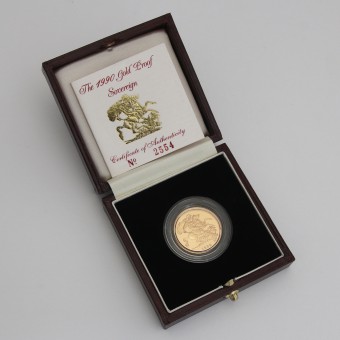 Goldmünze 1 Sovereign "Elizabeth II." 1990 (PP) (Großbritannien)
