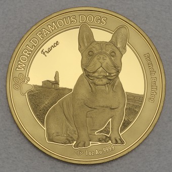Goldmünze 1oz "Französische Bulldogge" 2022 World Famous Dogs (Kamerun)