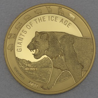 Goldmünze 1oz "Höhlenlöwe 2022" (Ghana) "Giants of Ice Age" Serie