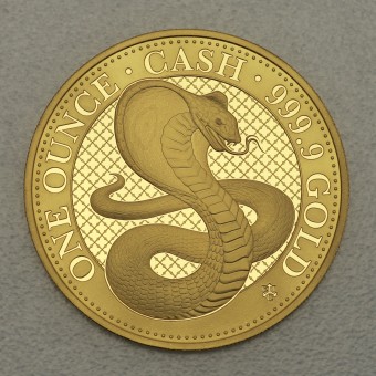 Goldmünze 1oz "Indian Wildlife - Kobra" 2022 St. Helena Cash Coin Indian Wildlife