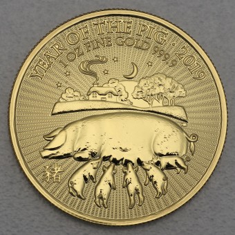 Goldmünze 1oz "Schwein" 2019 Lunar – Year of the Pig (Großbritannien)