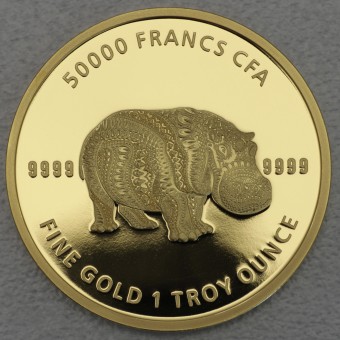 Goldmünze 1oz "Mandala Hippo 2020" (Tschad) 