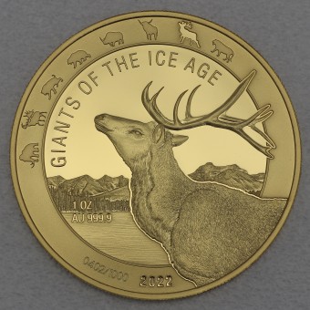 Goldmünze 1oz "Rentier" 2022 Giants of Ice Age (Ghana)