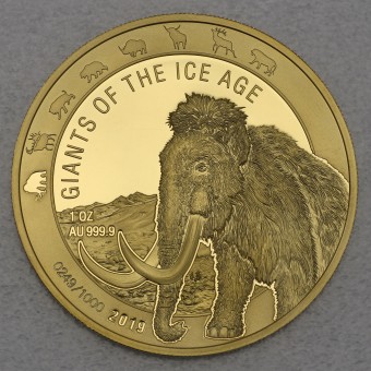 Goldmünze 1oz "Wollmammut" 2019 Giants of Ice Age (Ghana)