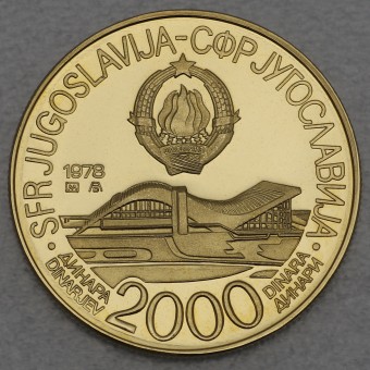 Goldmünze 2000 Dinar "Josip Broz Tito" 1978 (PP) 8. Mittelmeerspiele in Split (Jugoslawien)