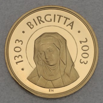 Goldmünze 2000 Kronor "Heilige Birgitta" 2003 700. Jahrestag (Schweden)