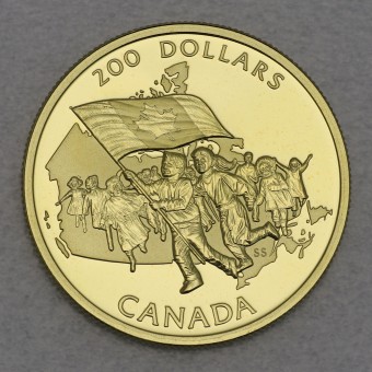 Goldmünze 200 Dollar "Kanad. Flagge" 1990 (Kanada)