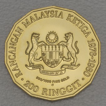 Goldmünze "200 Ringgit - 1976" 3. Malaysia-Plan (Malaysia)