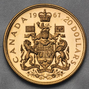 Goldmünze 20 Dollars "Elizabeth II." 1967 Jubiläum 100 Jahre Unabhängigkeit (Kanada)