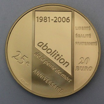 Goldmünze "20 Euro-2006 Abolition" (Frankreich) 