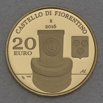 Goldmünze 20 Euro "Castello di Fiorentino" 2016 (PP) Architektonische Elemente (San Marino)