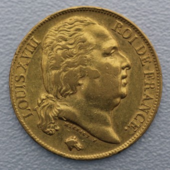 Goldmünze "20 Francs/Louis XVIII." (Frankreich) 