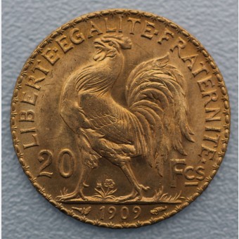 Goldmünze "20 Francs/Marianne-Coq" (Frankreich) 